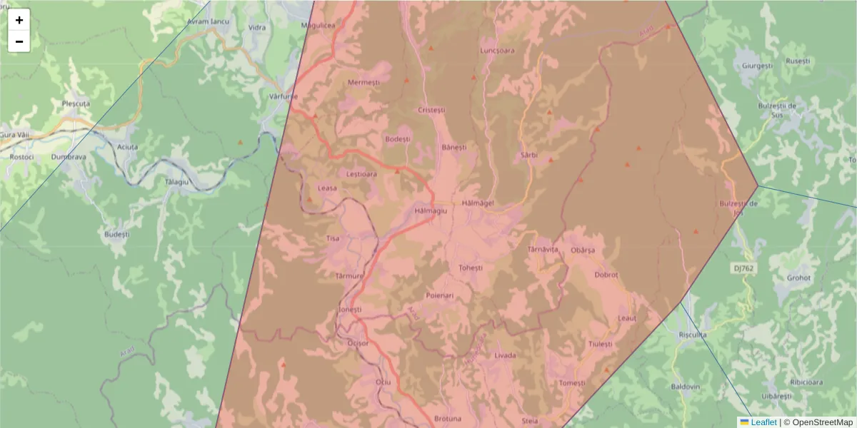 Hartă a codului poștal  și a codurilor poștale învecinate
