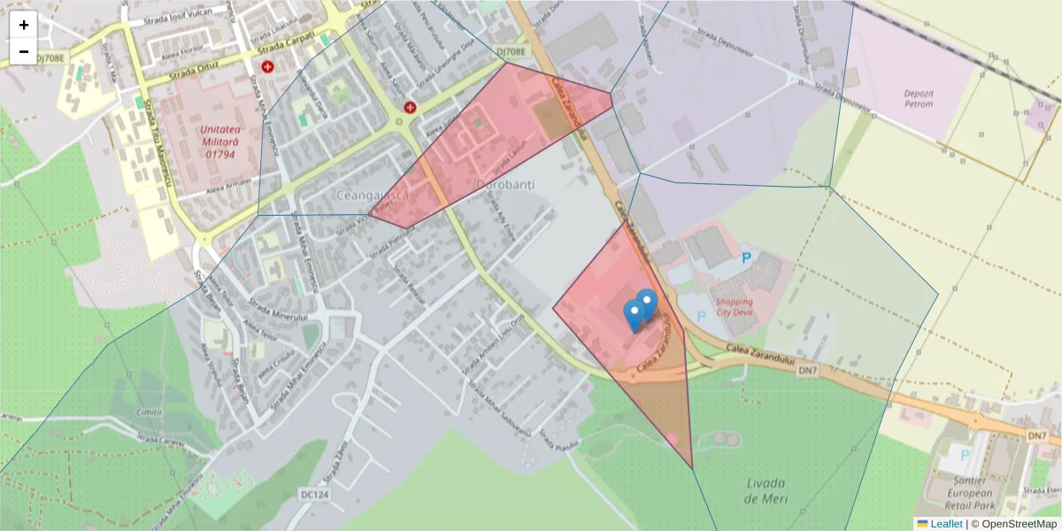 Hartă a codului poștal  și a codurilor poștale învecinate