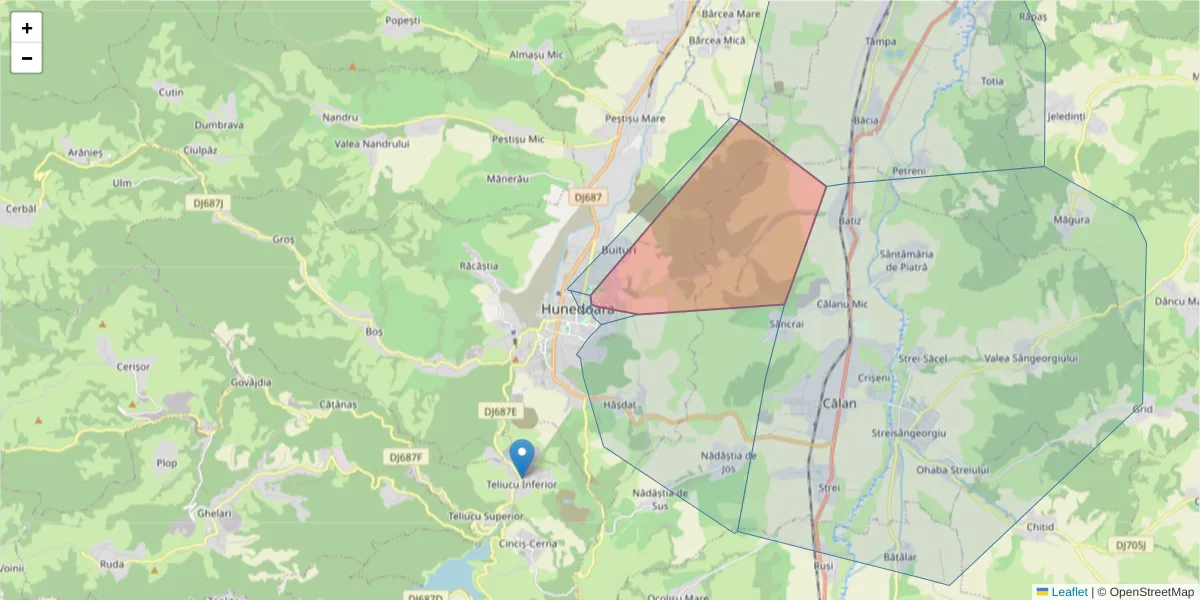 Hartă a codului poștal  și a codurilor poștale învecinate