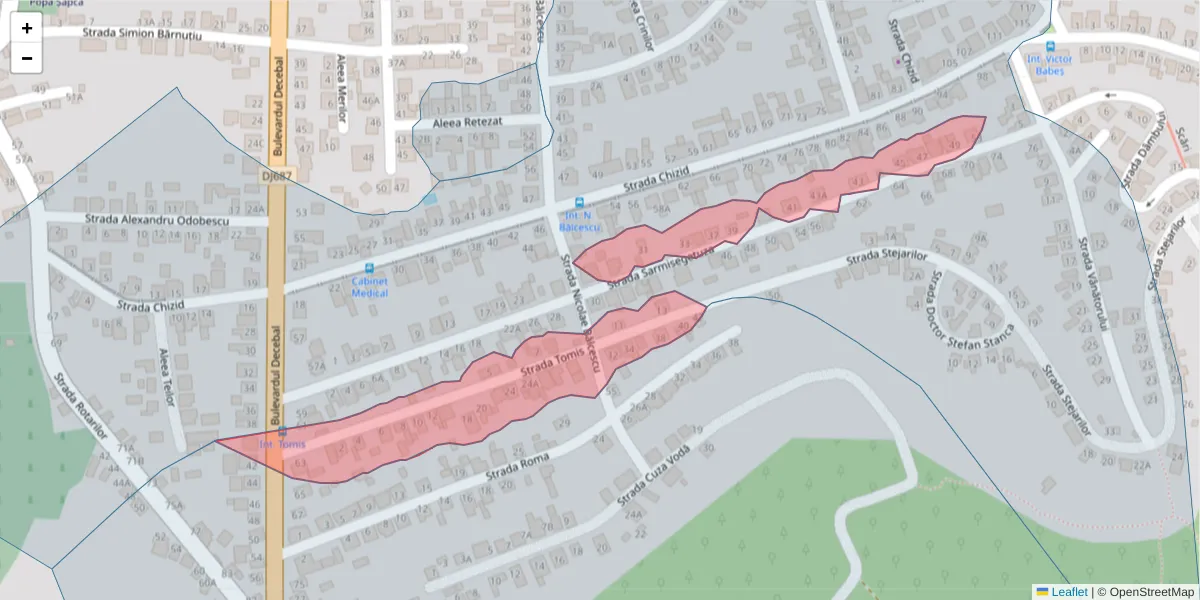 Hartă a codului poștal  și a codurilor poștale învecinate
