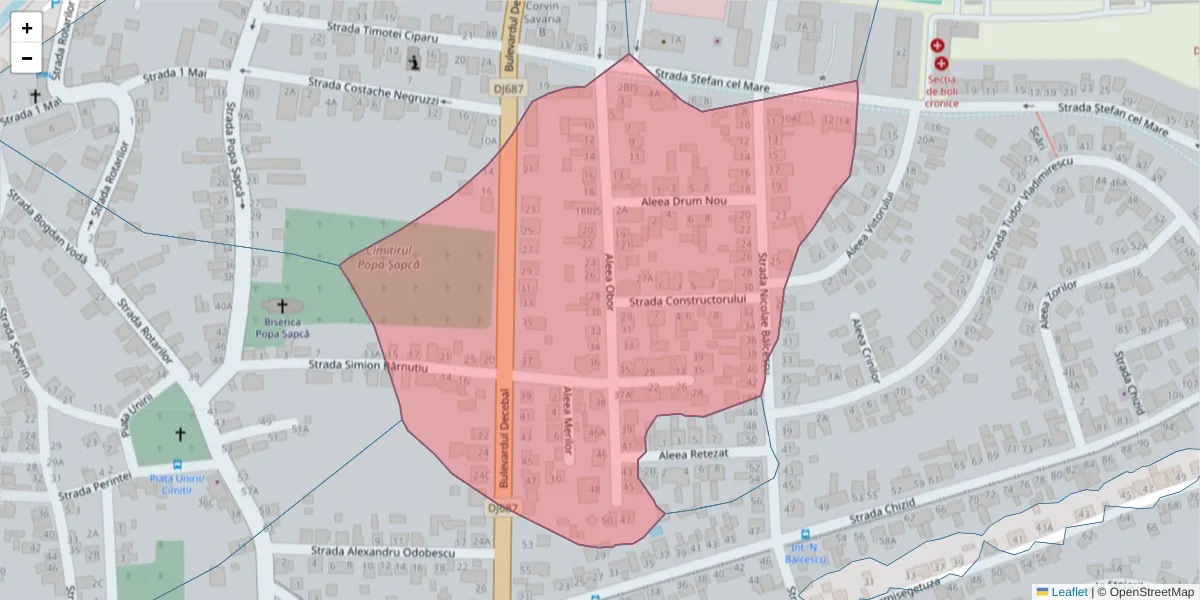 Hartă a codului poștal  și a codurilor poștale învecinate