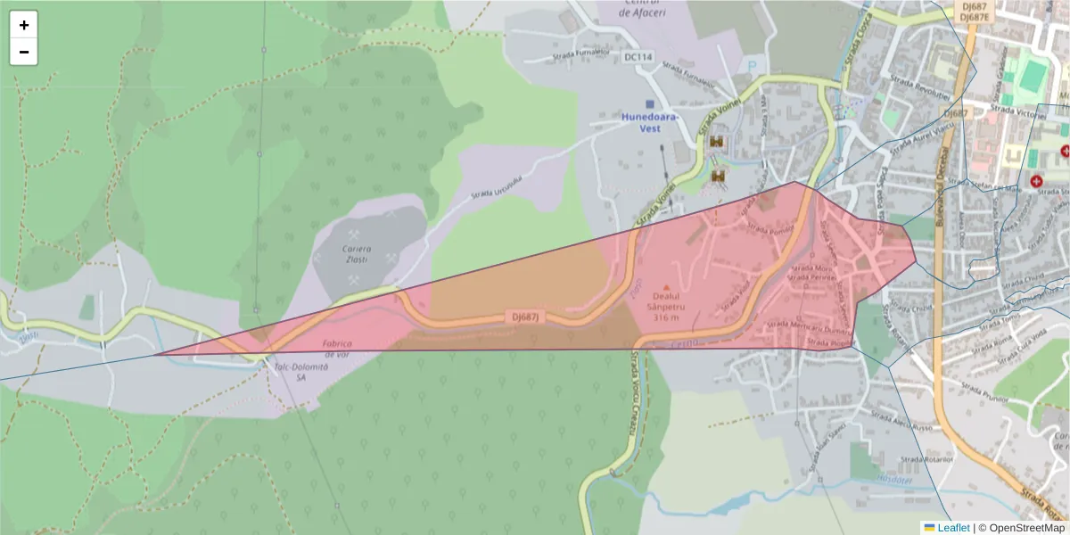 Hartă a codului poștal  și a codurilor poștale învecinate