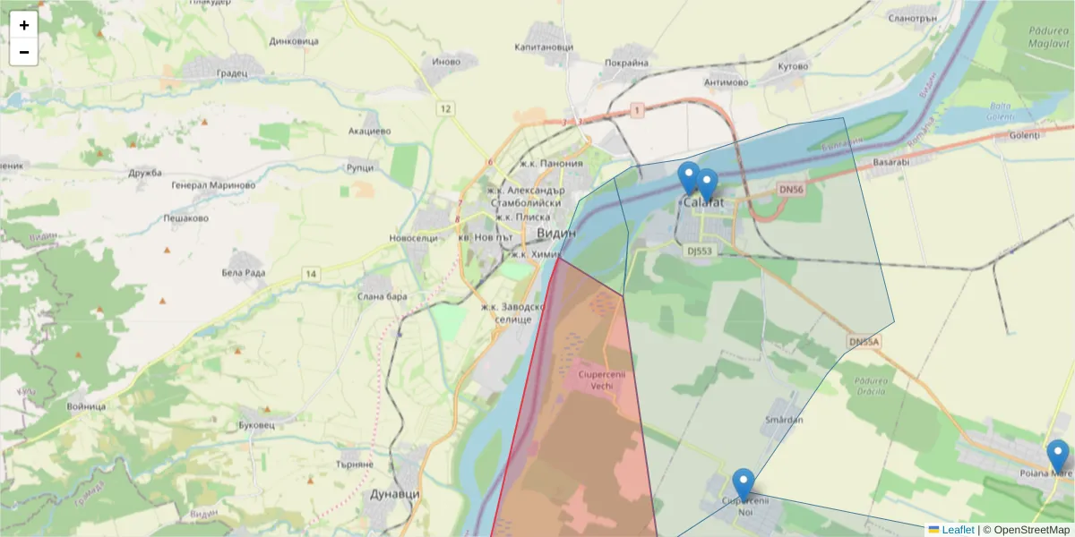 Hartă a codului poștal  și a codurilor poștale învecinate