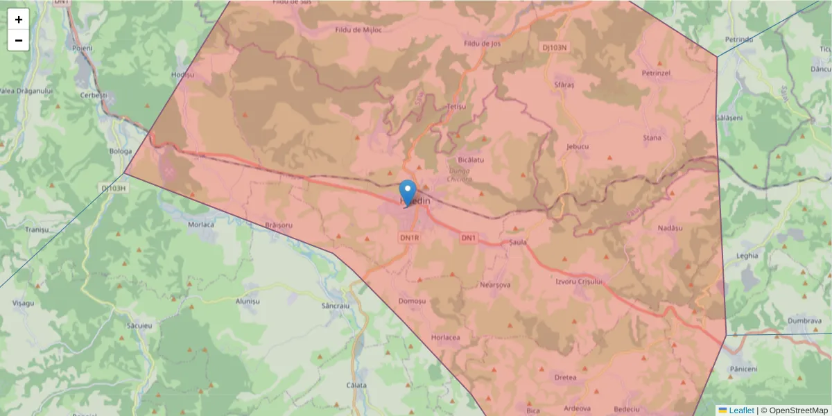 Hartă a codului poștal  și a codurilor poștale învecinate