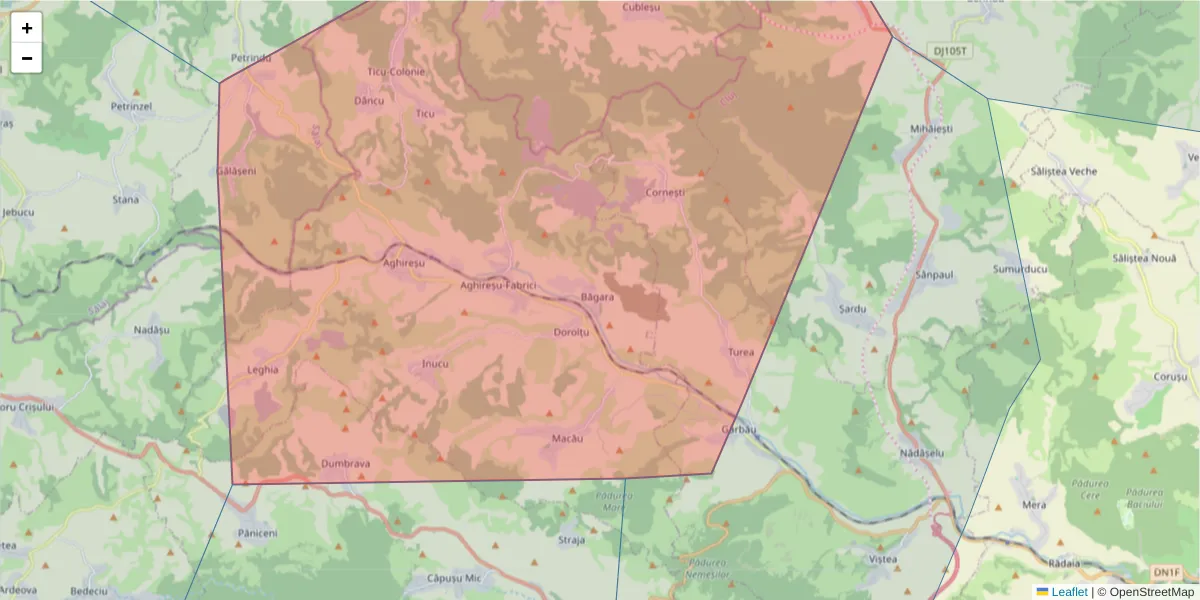 Hartă a codului poștal  și a codurilor poștale învecinate