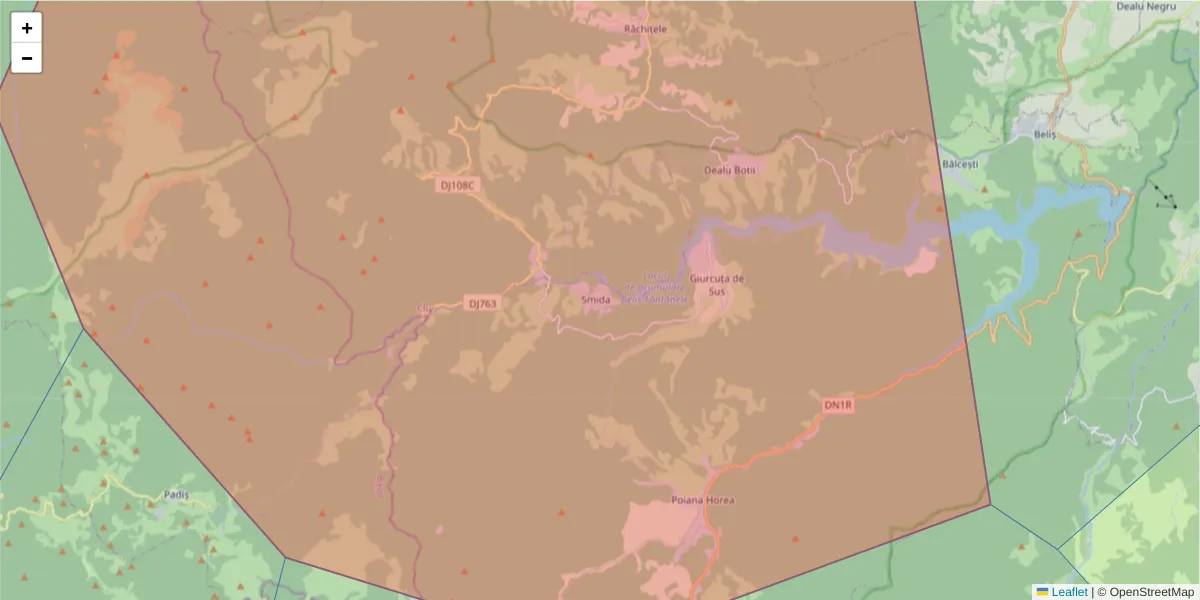 Hartă a codului poștal  și a codurilor poștale învecinate