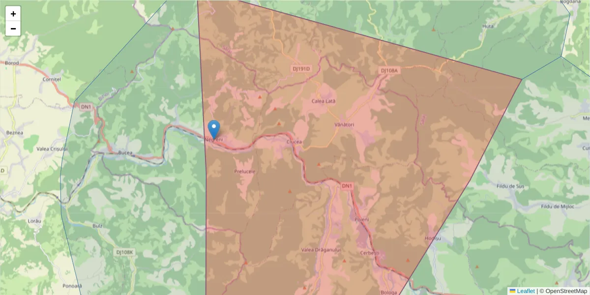 Hartă a codului poștal  și a codurilor poștale învecinate