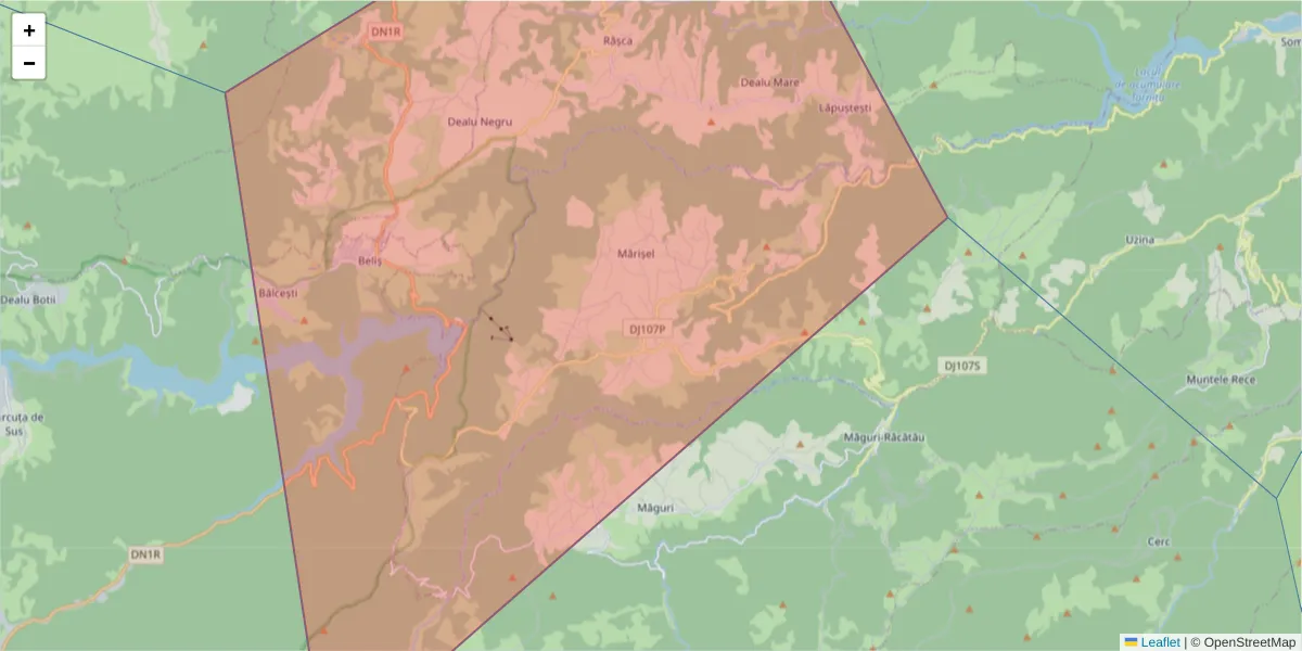 Hartă a codului poștal  și a codurilor poștale învecinate