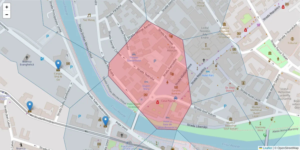 Hartă a codului poștal  și a codurilor poștale învecinate