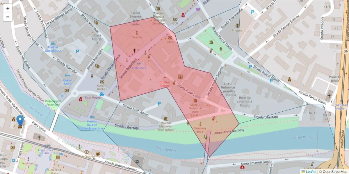 Hartă a codului poștal  și a codurilor poștale învecinate