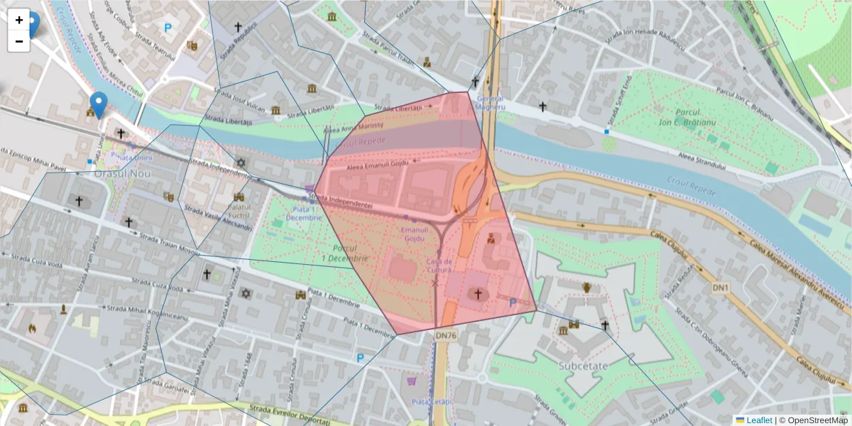 Hartă a codului poștal  și a codurilor poștale învecinate