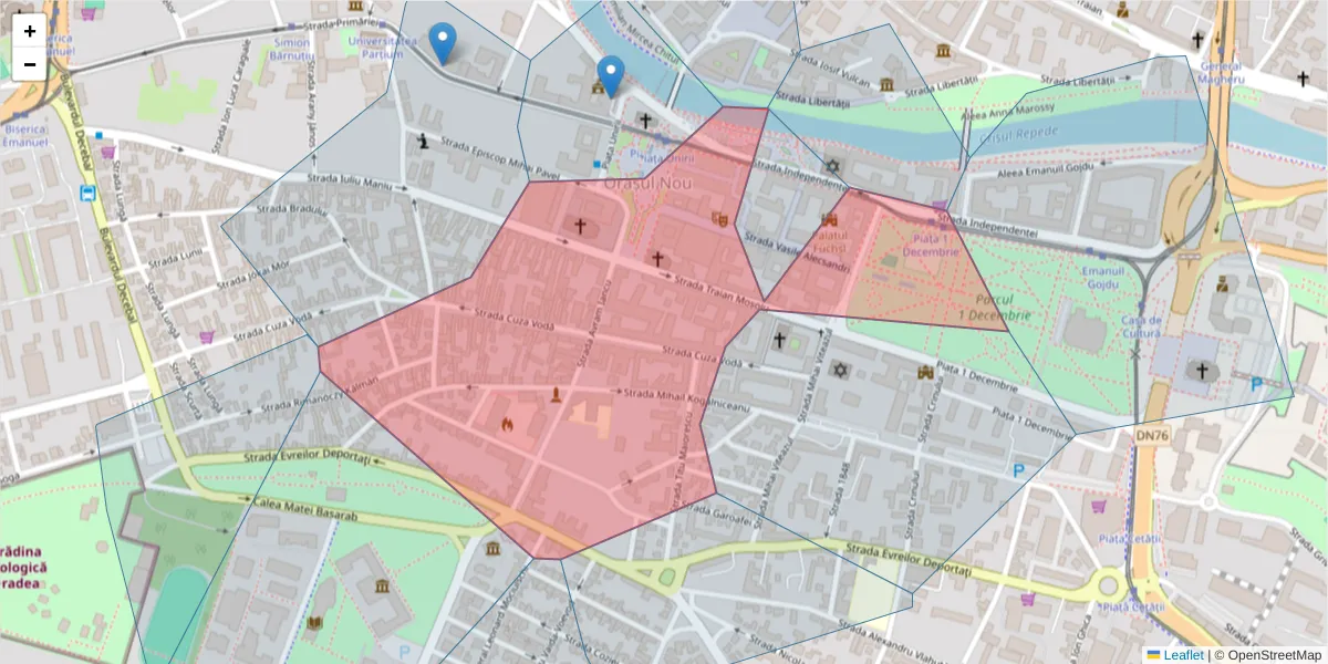 Hartă a codului poștal  și a codurilor poștale învecinate