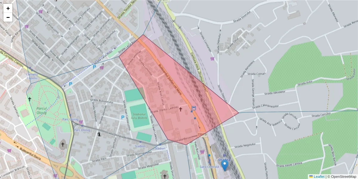 Hartă a codului poștal  și a codurilor poștale învecinate