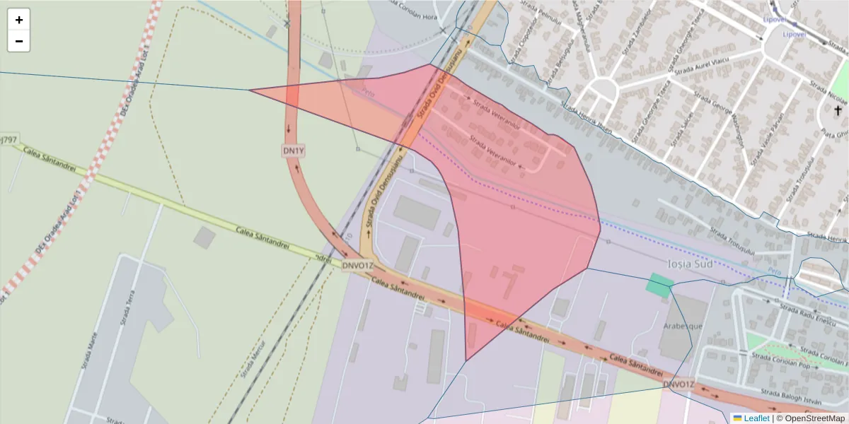 Hartă a codului poștal  și a codurilor poștale învecinate