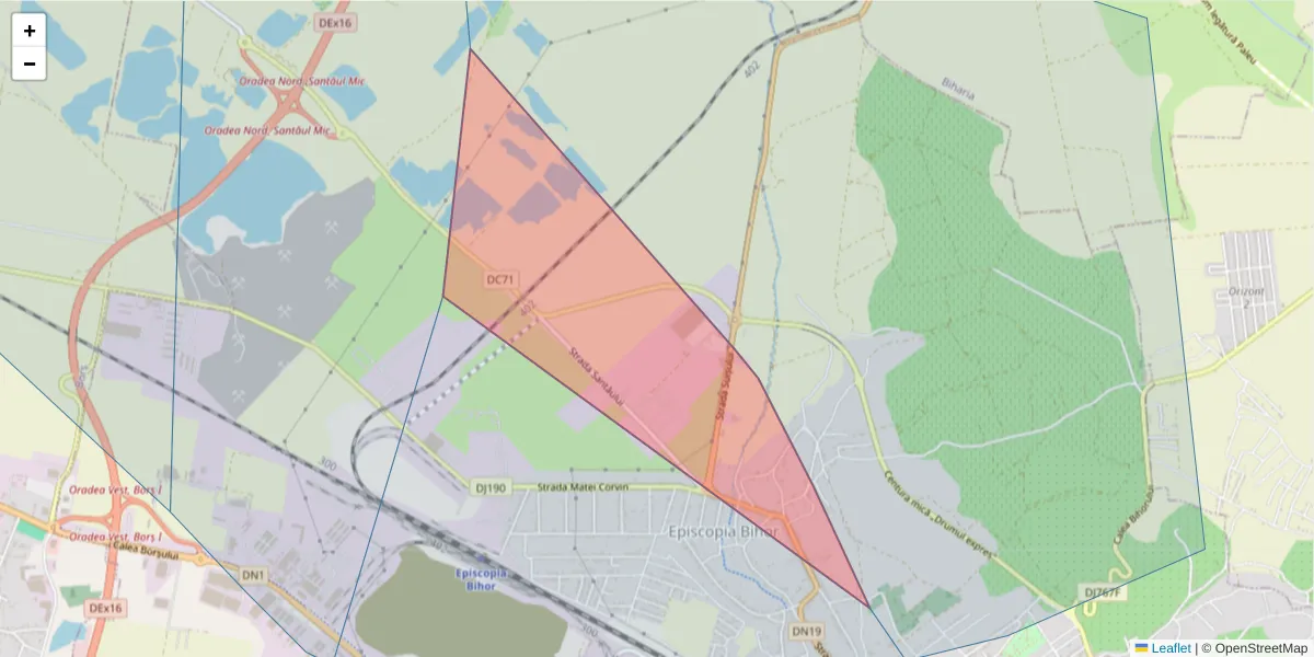 Hartă a codului poștal  și a codurilor poștale învecinate