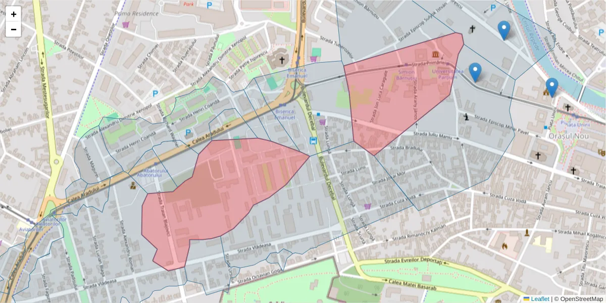 Hartă a codului poștal  și a codurilor poștale învecinate