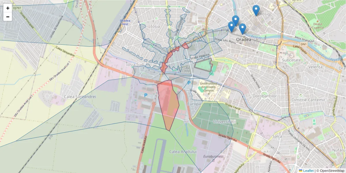 Hartă a codului poștal  și a codurilor poștale învecinate