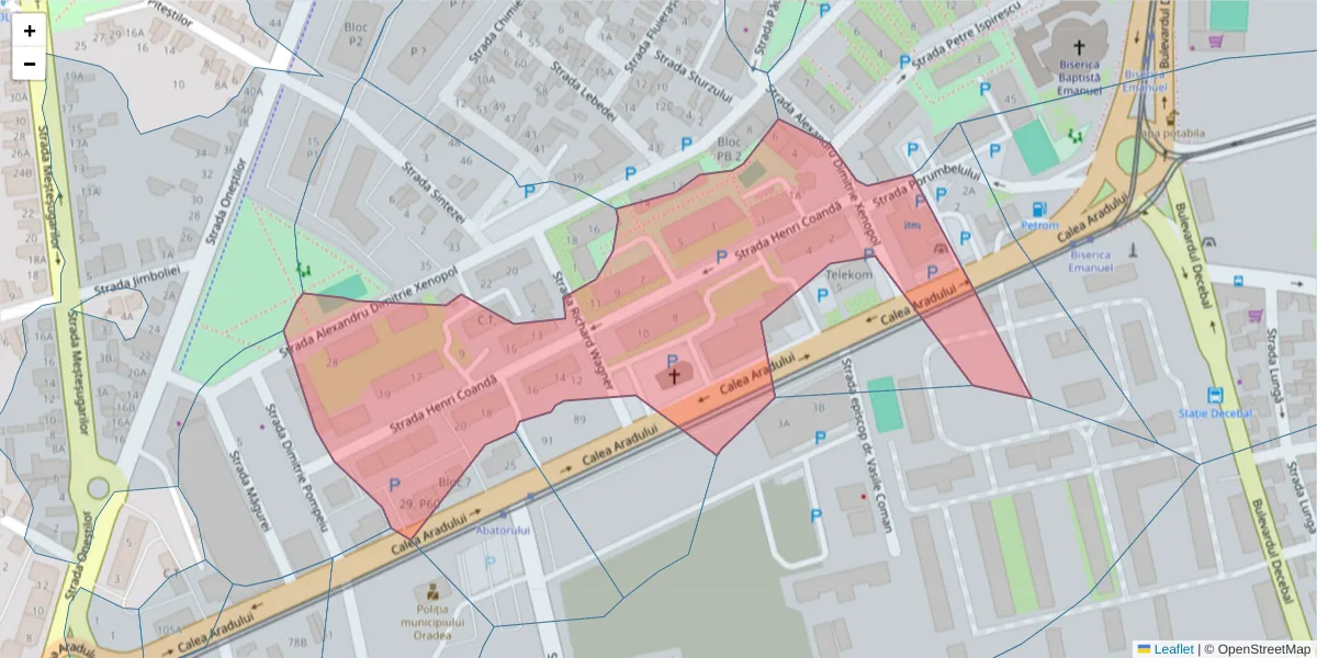 Hartă a codului poștal  și a codurilor poștale învecinate