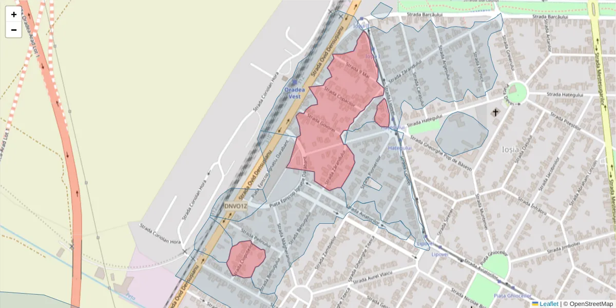 Hartă a codului poștal  și a codurilor poștale învecinate