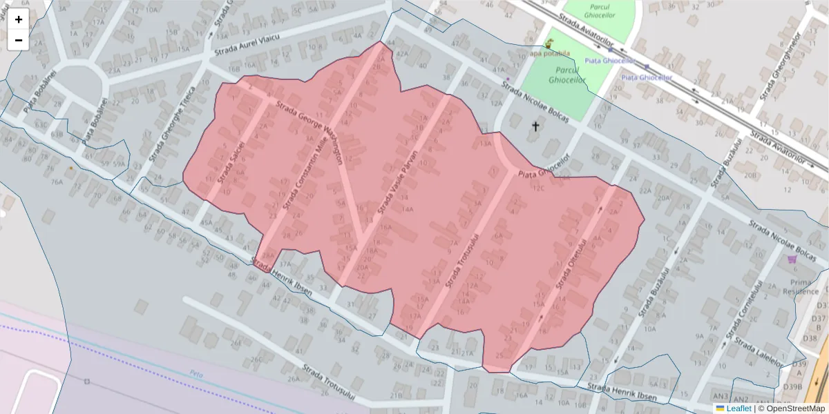 Hartă a codului poștal  și a codurilor poștale învecinate