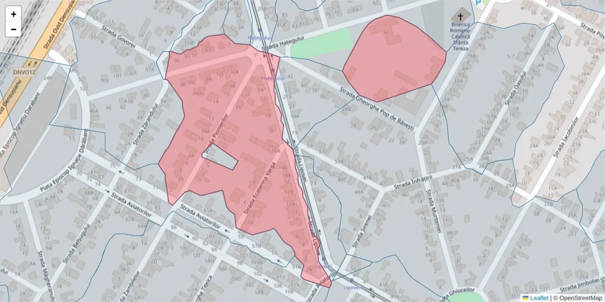Hartă a codului poștal  și a codurilor poștale învecinate