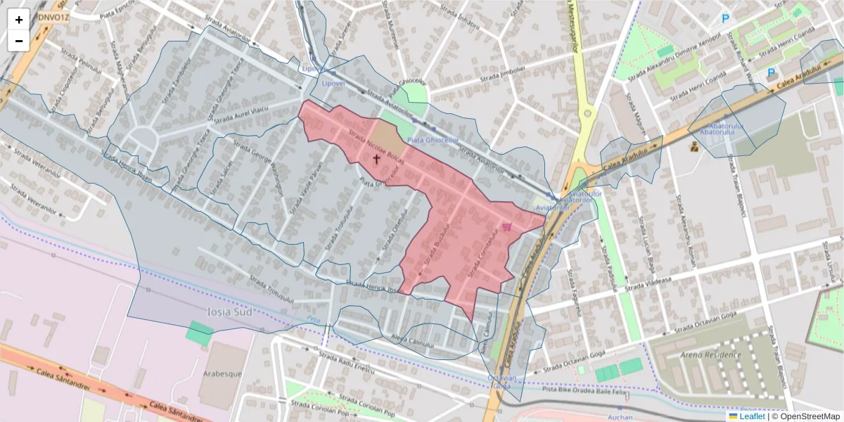 Hartă a codului poștal  și a codurilor poștale învecinate