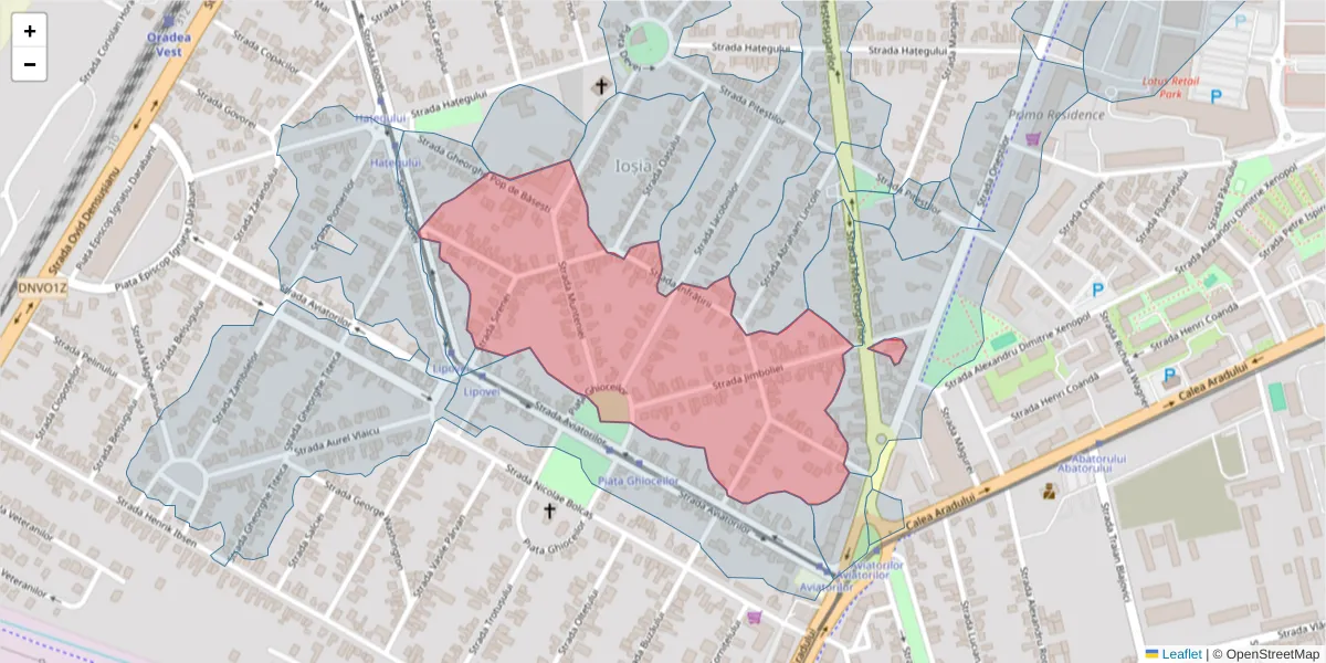 Hartă a codului poștal  și a codurilor poștale învecinate