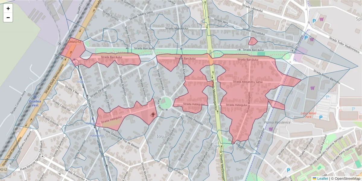 Hartă a codului poștal  și a codurilor poștale învecinate
