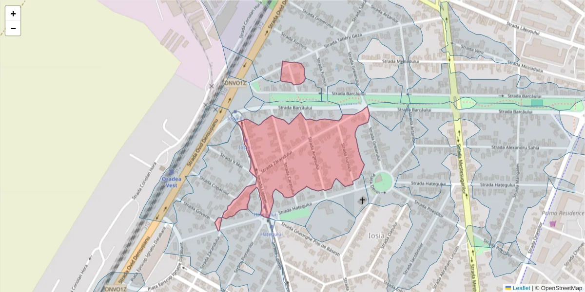 Hartă a codului poștal  și a codurilor poștale învecinate