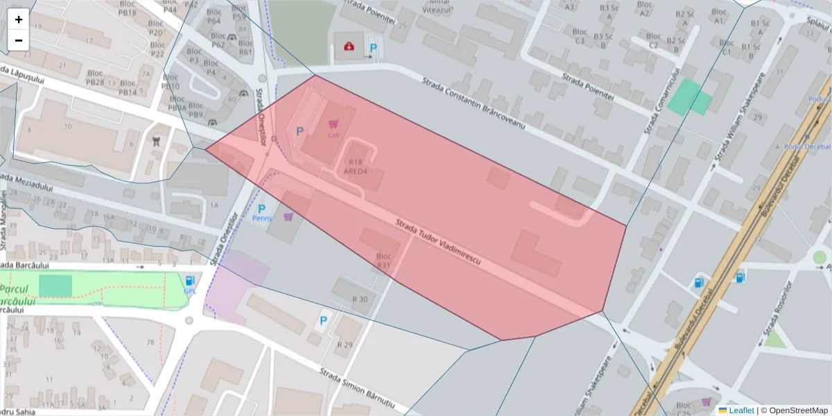 Hartă a codului poștal  și a codurilor poștale învecinate