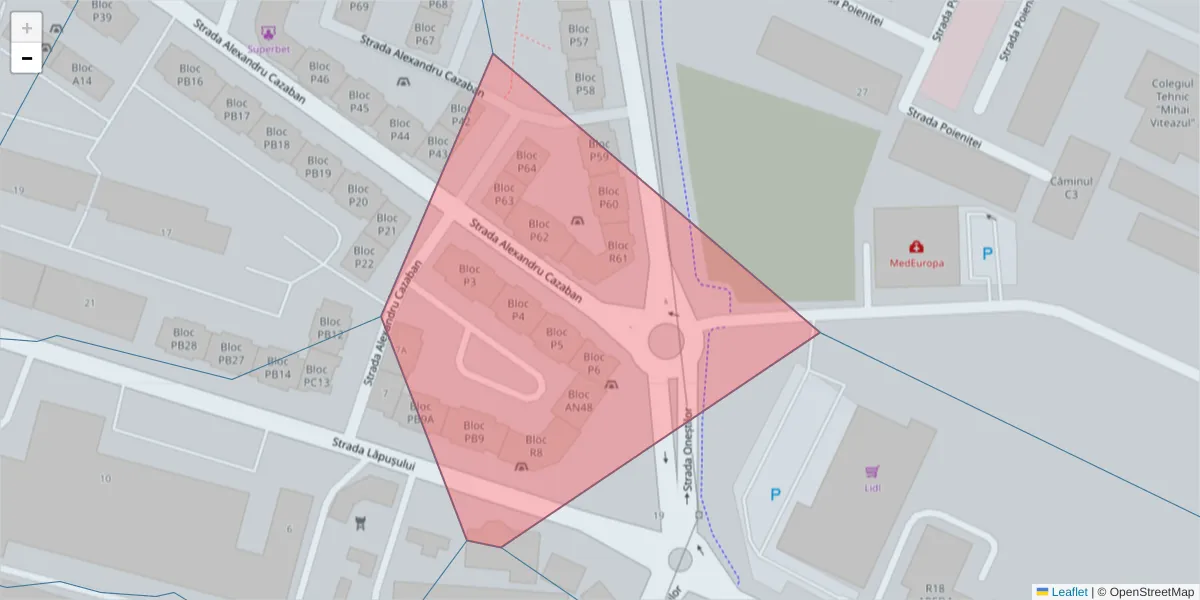 Hartă a codului poștal  și a codurilor poștale învecinate