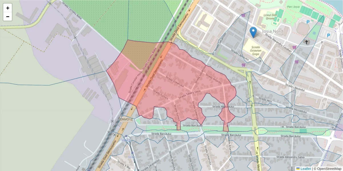 Hartă a codului poștal  și a codurilor poștale învecinate