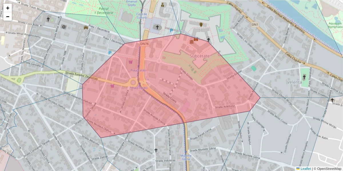 Hartă a codului poștal  și a codurilor poștale învecinate