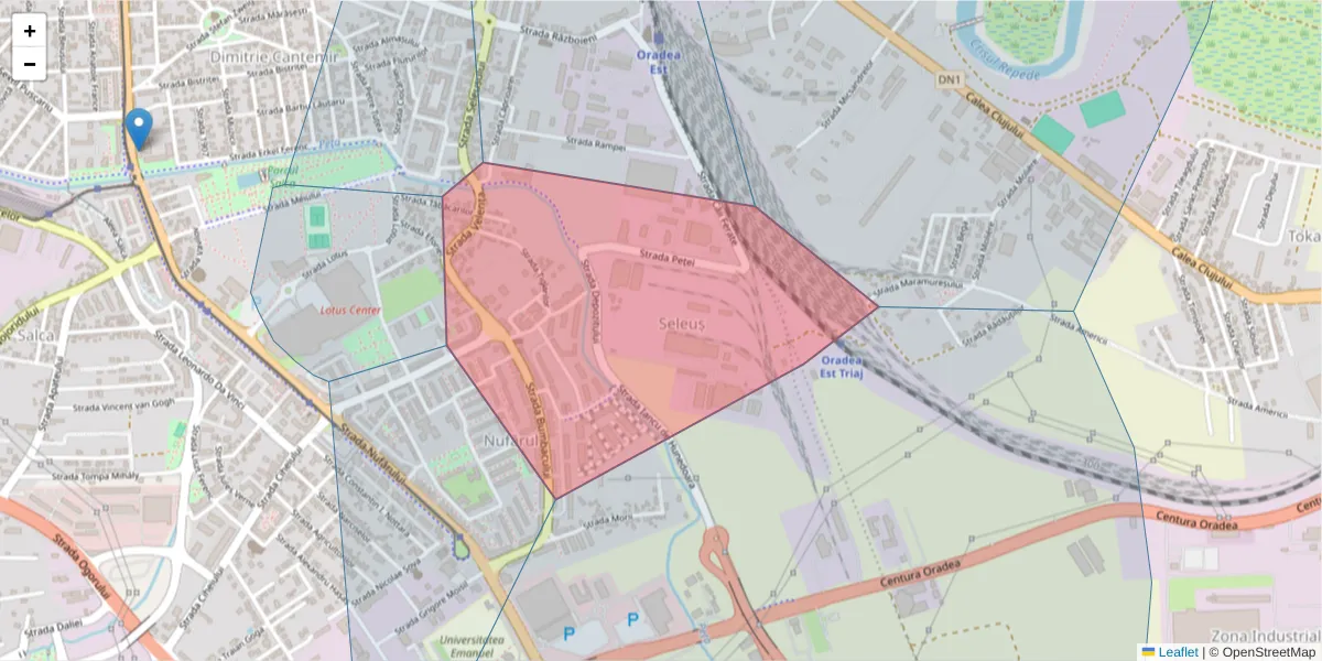 Hartă a codului poștal  și a codurilor poștale învecinate