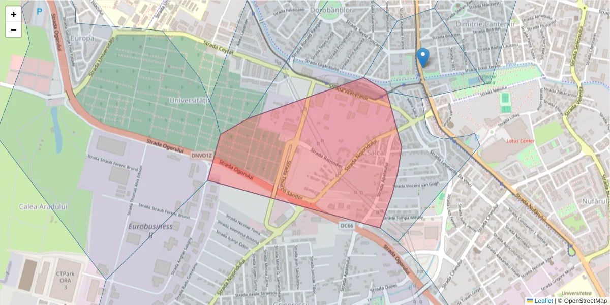 Hartă a codului poștal  și a codurilor poștale învecinate