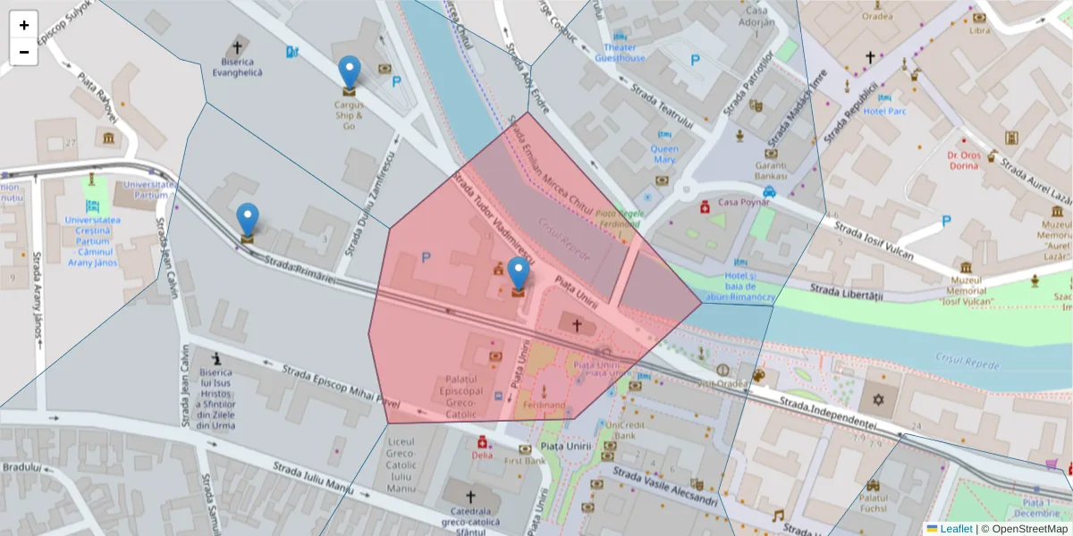 Hartă a codului poștal  și a codurilor poștale învecinate