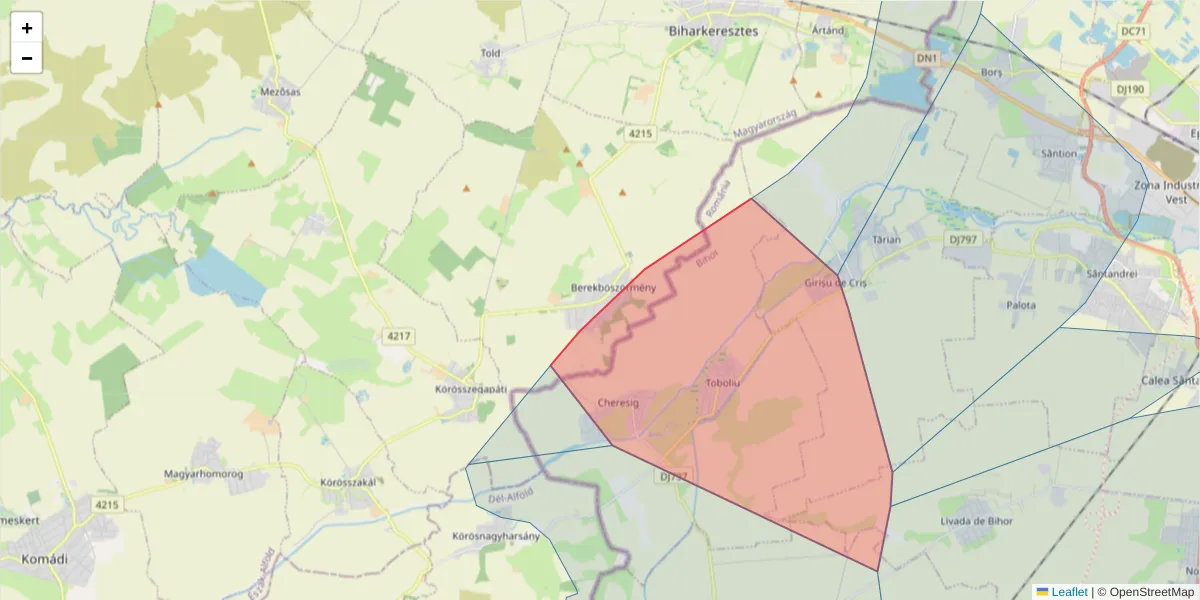 Hartă a codului poștal  și a codurilor poștale învecinate