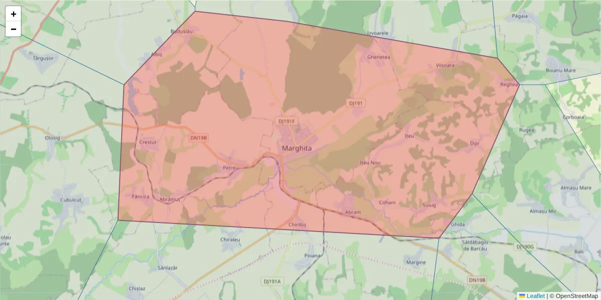 Hartă a codului poștal  și a codurilor poștale învecinate