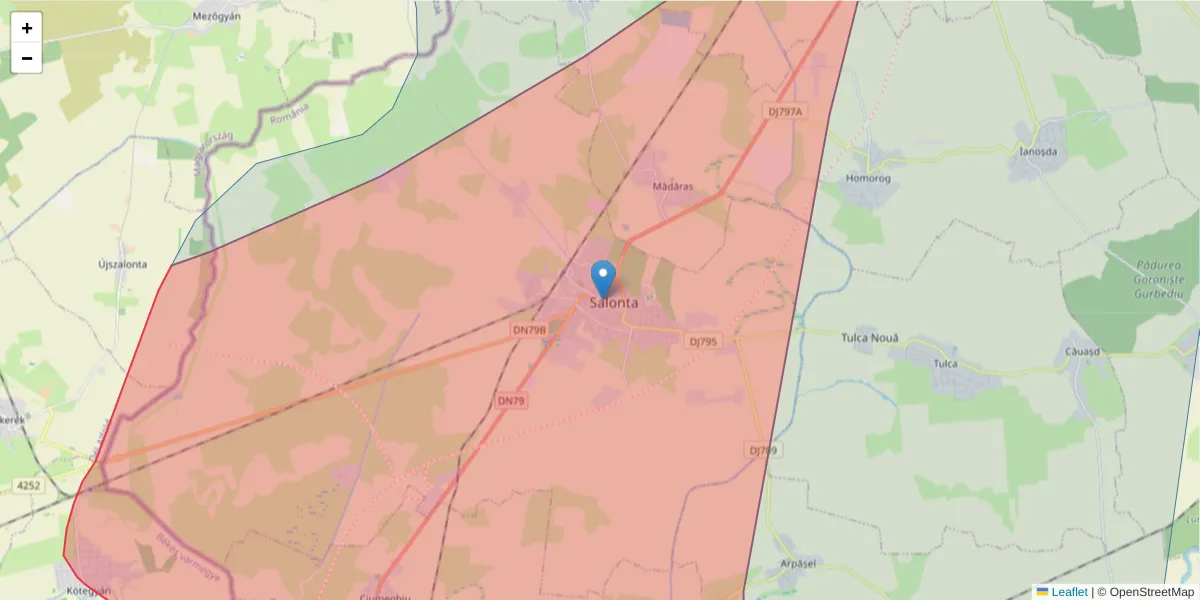 Hartă a codului poștal  și a codurilor poștale învecinate