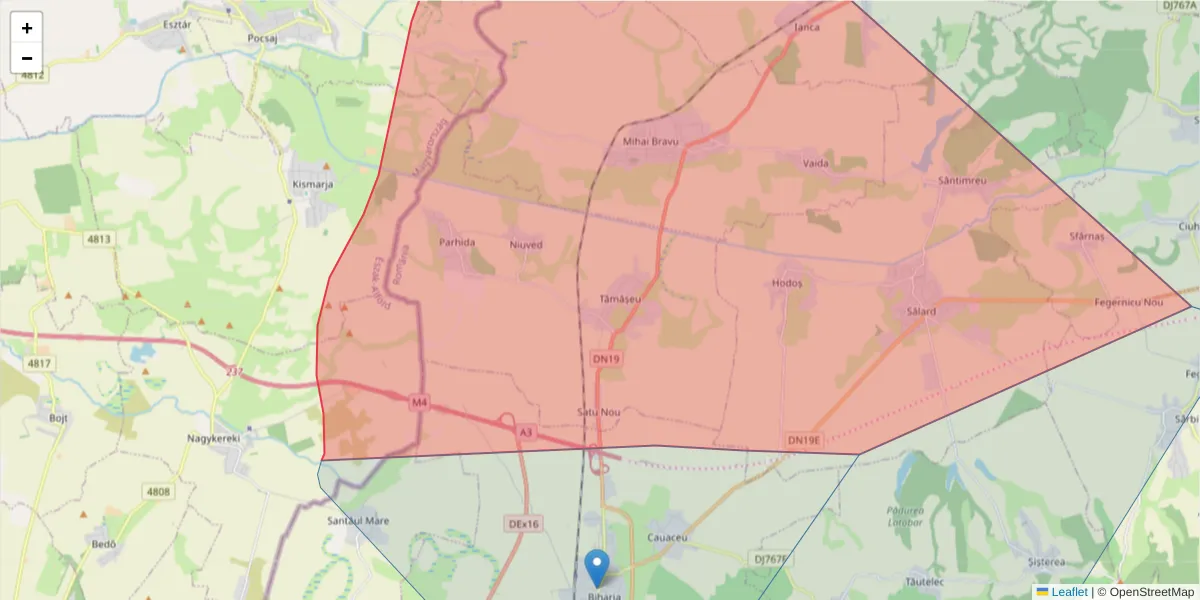 Hartă a codului poștal  și a codurilor poștale învecinate