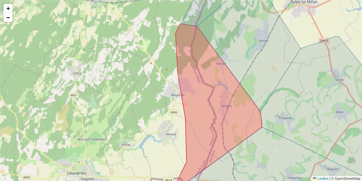 Hartă a codului poștal  și a codurilor poștale învecinate