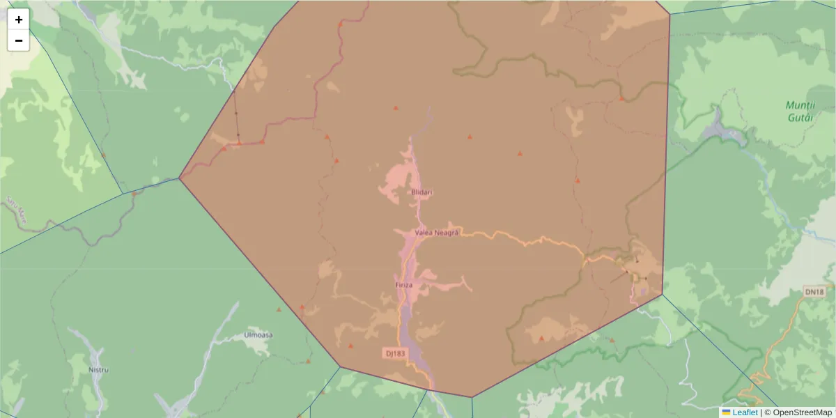 Hartă a codului poștal  și a codurilor poștale învecinate