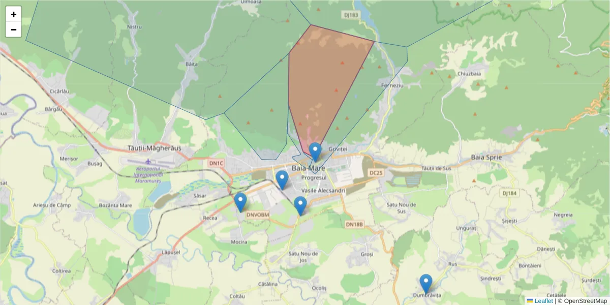 Hartă a codului poștal  și a codurilor poștale învecinate