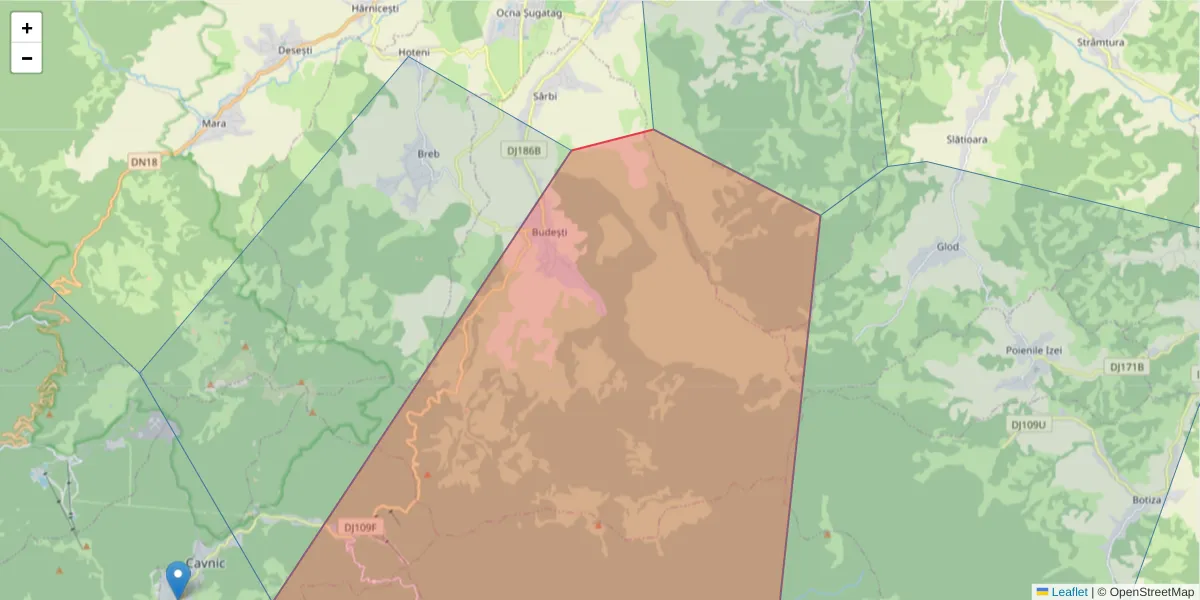 Hartă a codului poștal  și a codurilor poștale învecinate