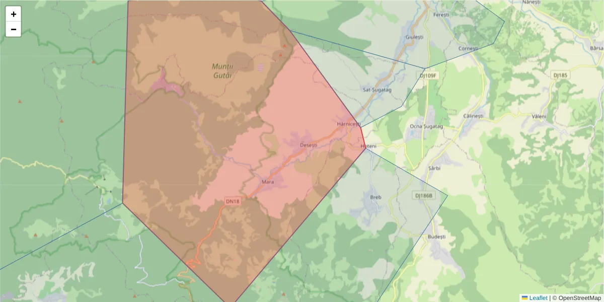 Hartă a codului poștal  și a codurilor poștale învecinate
