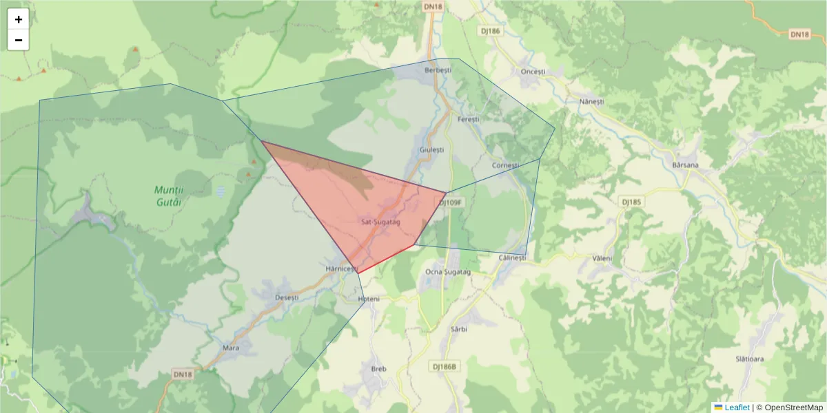 Hartă a codului poștal  și a codurilor poștale învecinate