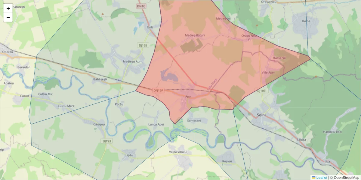 Hartă a codului poștal  și a codurilor poștale învecinate