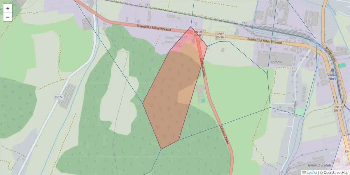 Hartă a codului poștal  și a codurilor poștale învecinate