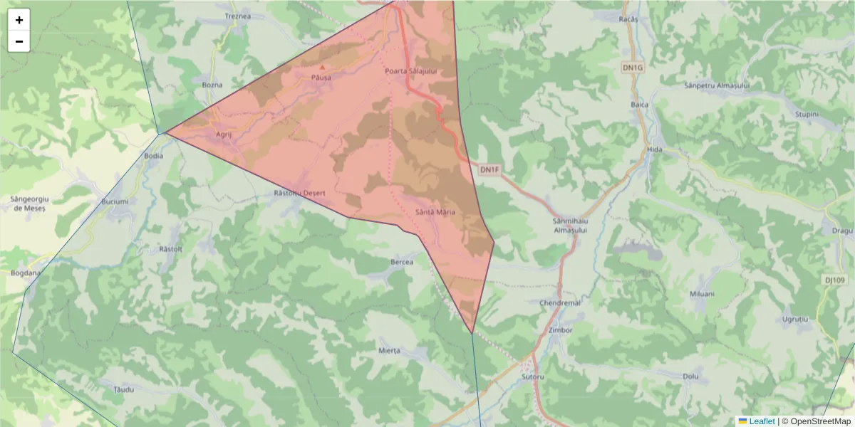 Hartă a codului poștal  și a codurilor poștale învecinate