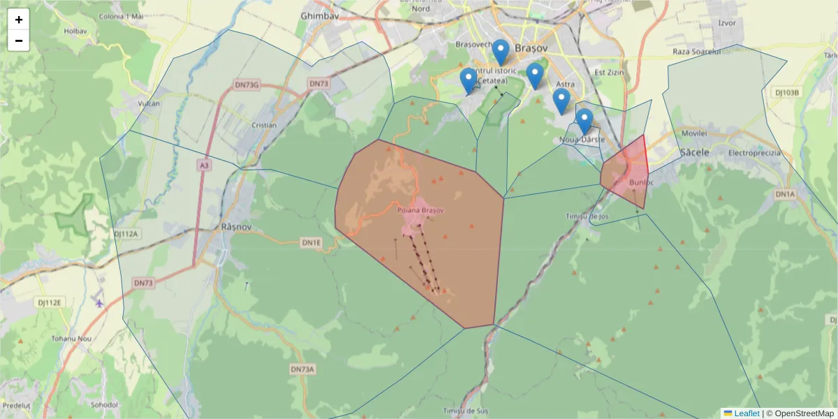 Hartă a codului poștal  și a codurilor poștale învecinate